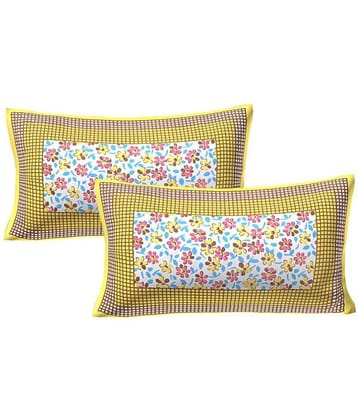 AJ Home Pack of 2 Cotton Yellow Pillow Cover (17 X 27 Inch)