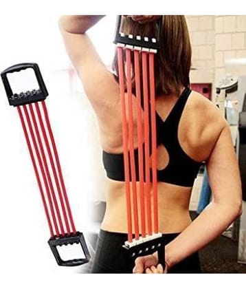Adjustable Multi-Function 5 Rubber Tubes Chest Expander Hand Gripper Pull Stetcher Tube Pack of 1