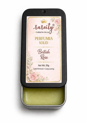 Rareity Solid Perfume – British Rose Fragranc -20g | Luxury Floral Long Lasting Balm Perfume | Pocket Solid Perfume for Women | Alcohol-Free, Beeswax & Shea Butter
