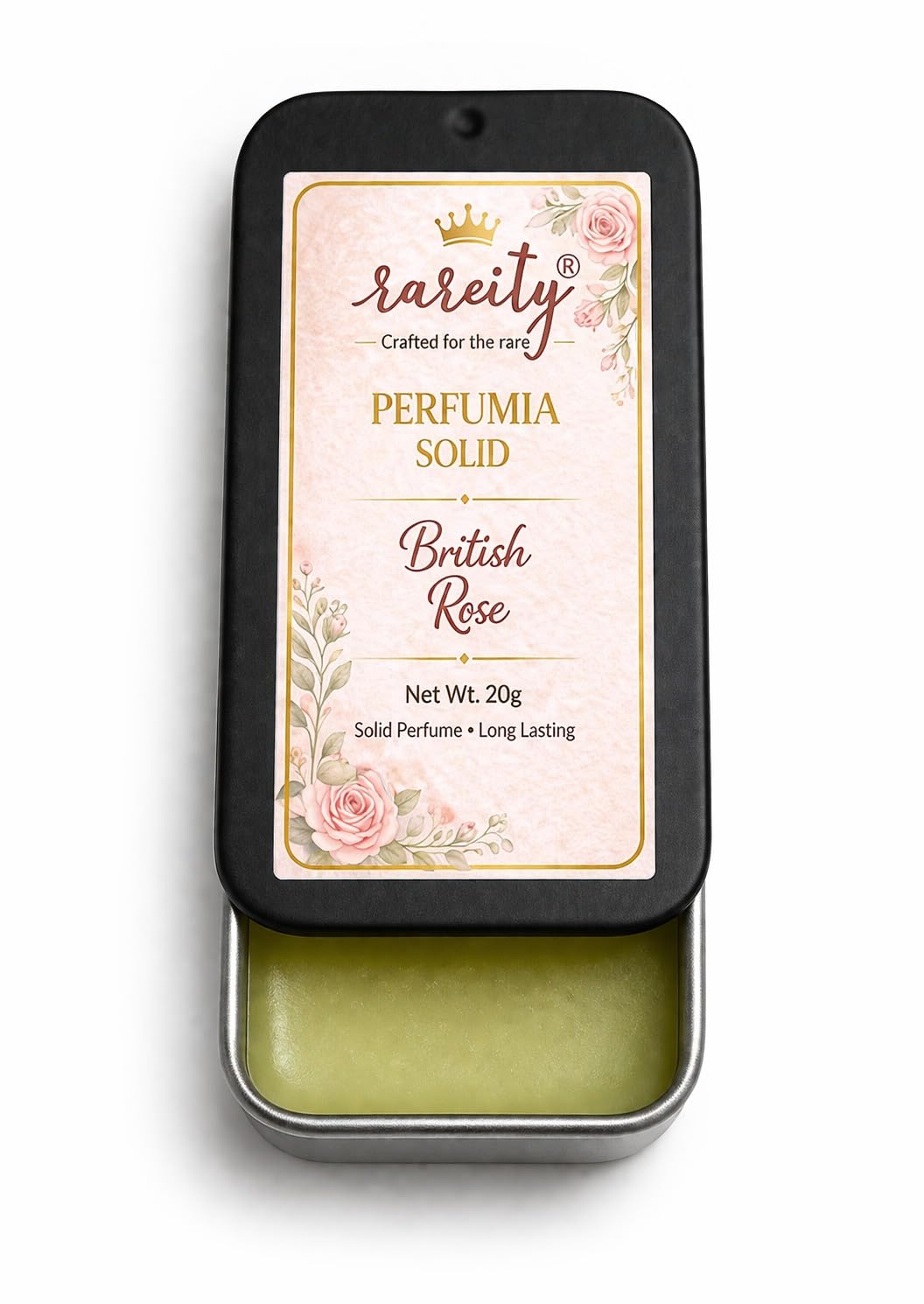 Rareity Solid Perfume – British Rose Fragranc -20g | Luxury Floral Long Lasting Balm Perfume | Pocket Solid Perfume for Women | Alcohol-Free, Beeswax & Shea Butter