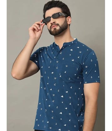RELANE Cotton Blend Regular Fit Printed Half Sleeves Mens T-Shirt - Teal ( Pack of 1 ) - None
