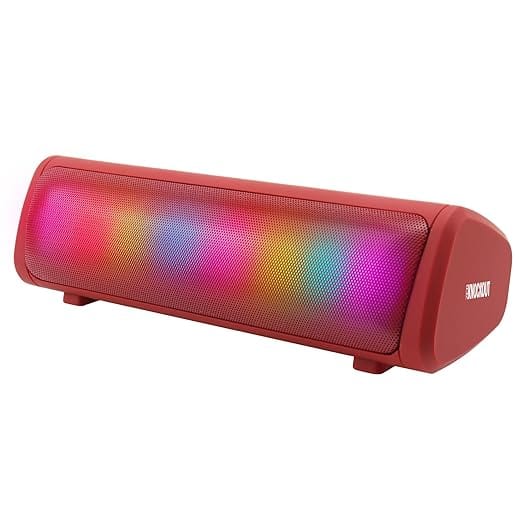 ZEBRONICS Knock Out Portable Bluetooth v5.3 Speaker with 10W Output, RGB LED Lights, TWS Function, up to 10h* Backup, USB, mSD, Passive Radiator (Red)
