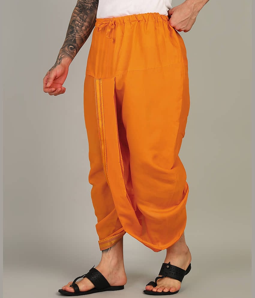 Shyam Handloom Silk Men's Dhoti Gold ( Pack of 1 )