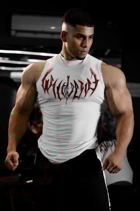 NIGHT WALKER ELITE COMPRESSION FIRE RED PRINT TANK (CELESTIAL WHITE)-S