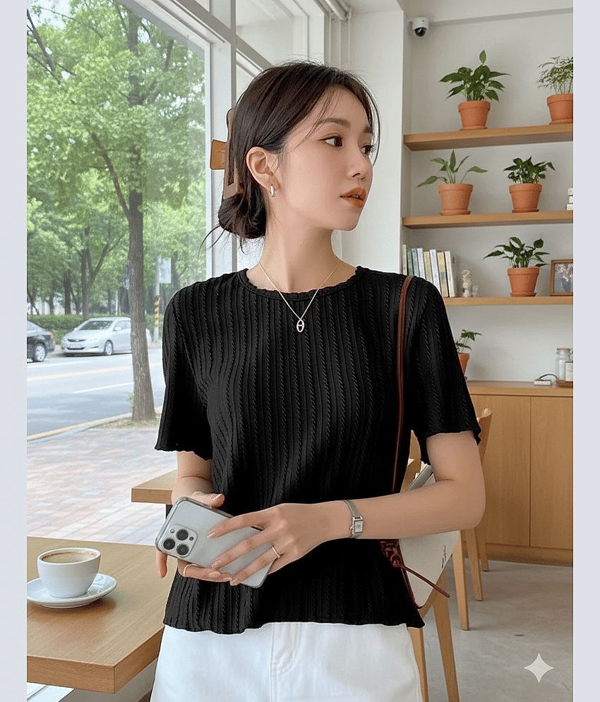 TarrenT HunT Women Cotton Blend Regular Fit Round Neck T-Shirt ( Black )
