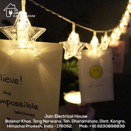 Star Photo Clip String Light - White LED