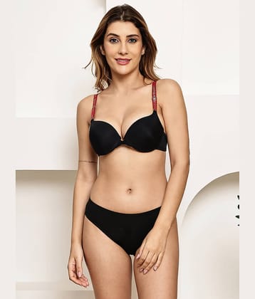 PrettyCat Pack of 1 Polyester Bra & Panty Set For Women ( Multicolor )