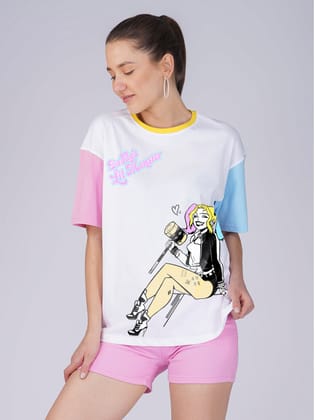 Harley Queen Women Oversized T-Shirt-Baby Bubble White / XS