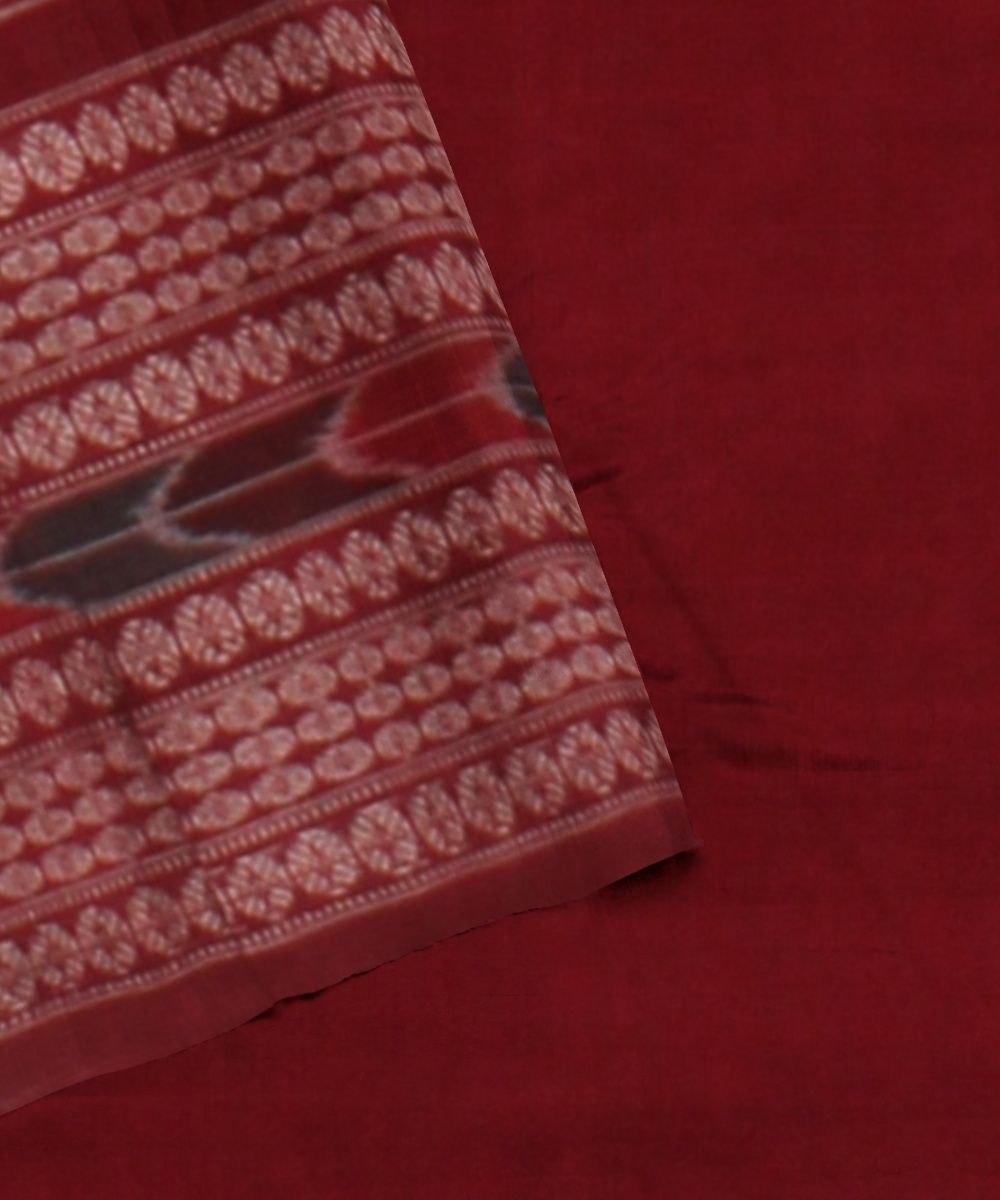 Orange Maroon Cotton Handloom Sambalpuri Saree