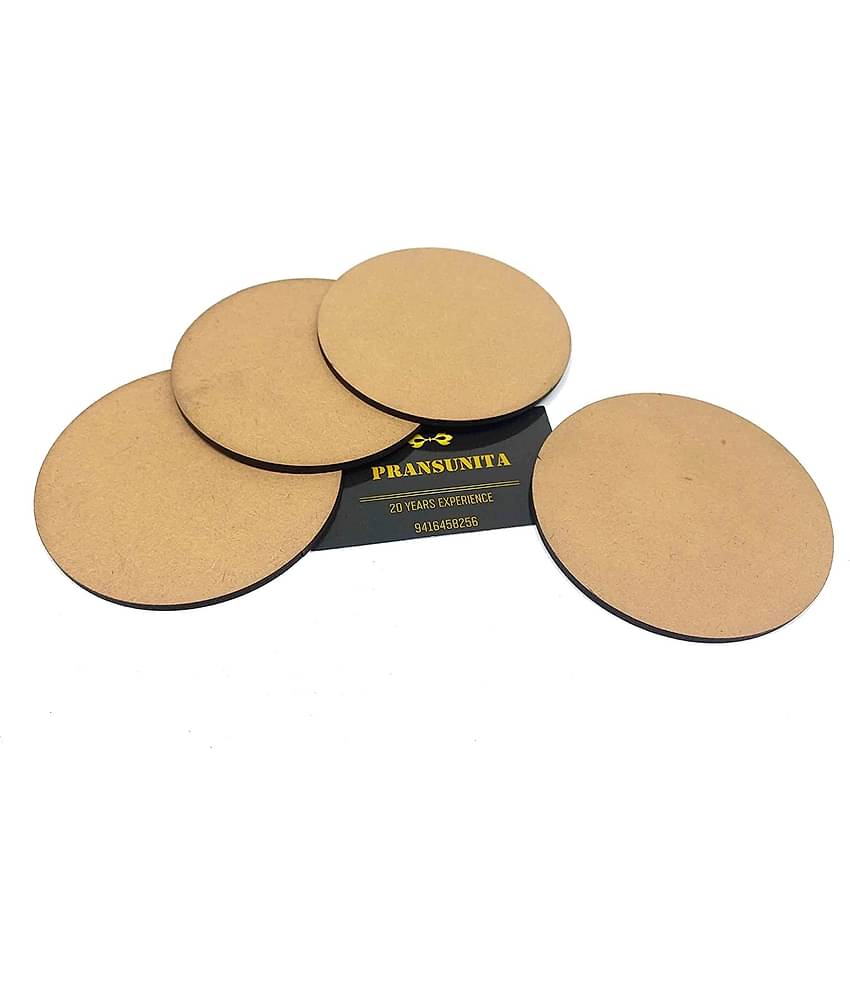 PRANSUNITA 4 inch Wood Circles for Crafts, Unfinished Blank MDF Wooden Rounds Slice Cut-Outs for DIY, Door Hanger, Sign, Painting, Decor- 4mm Thickness - Pack of 4 pcs,