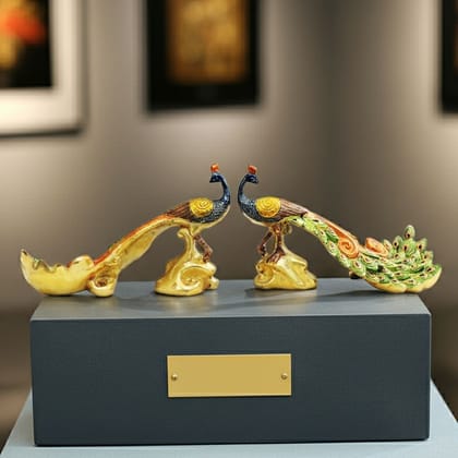 Premium Brass Peacock Statue for Living Room Decoration, Height : 7 Inch (BSMAS1515 A)