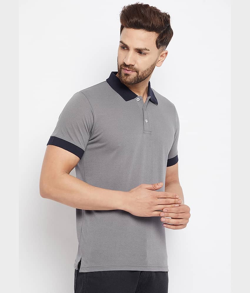 The Million Club Pack of 1 Cotton Blend Regular Fit Solid Half Sleeves Men's Polo T Shirt ( Grey )