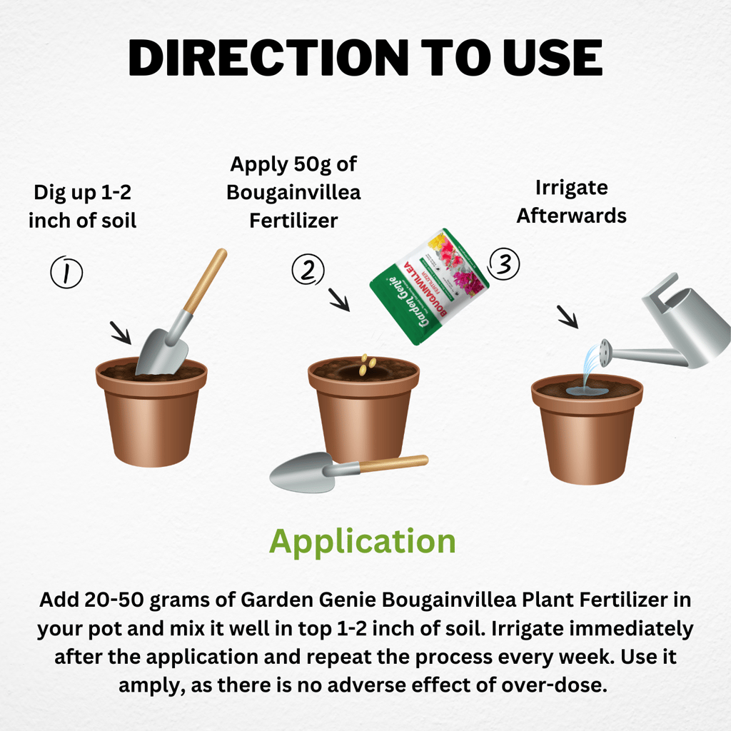 Garden Genie Bougainvillea Plant Fertilizer 830g | Organic Bloom Booster Fertilizer for Overall Growth of Bougainvillea Flowers in Home Garden, Powder
