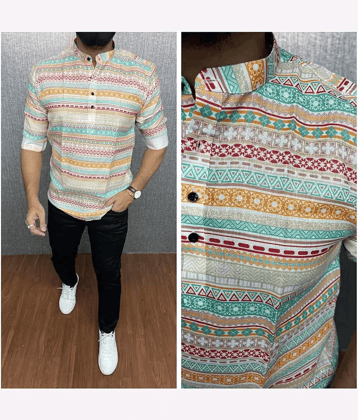 BOUGHT FIRST Black Cotton Blend Men's Shirt Style Kurta ( Pack of 1 )