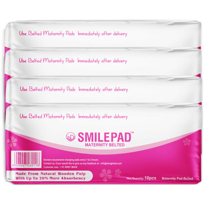 Smilepad Belted Maternity Pads After Delivery for Women, Super Absorption, Adjustable Elastic Belt for Hold Pad | Up to 100% Rash Free, Pack of 40 Postpartum Pads for Heavy Flow