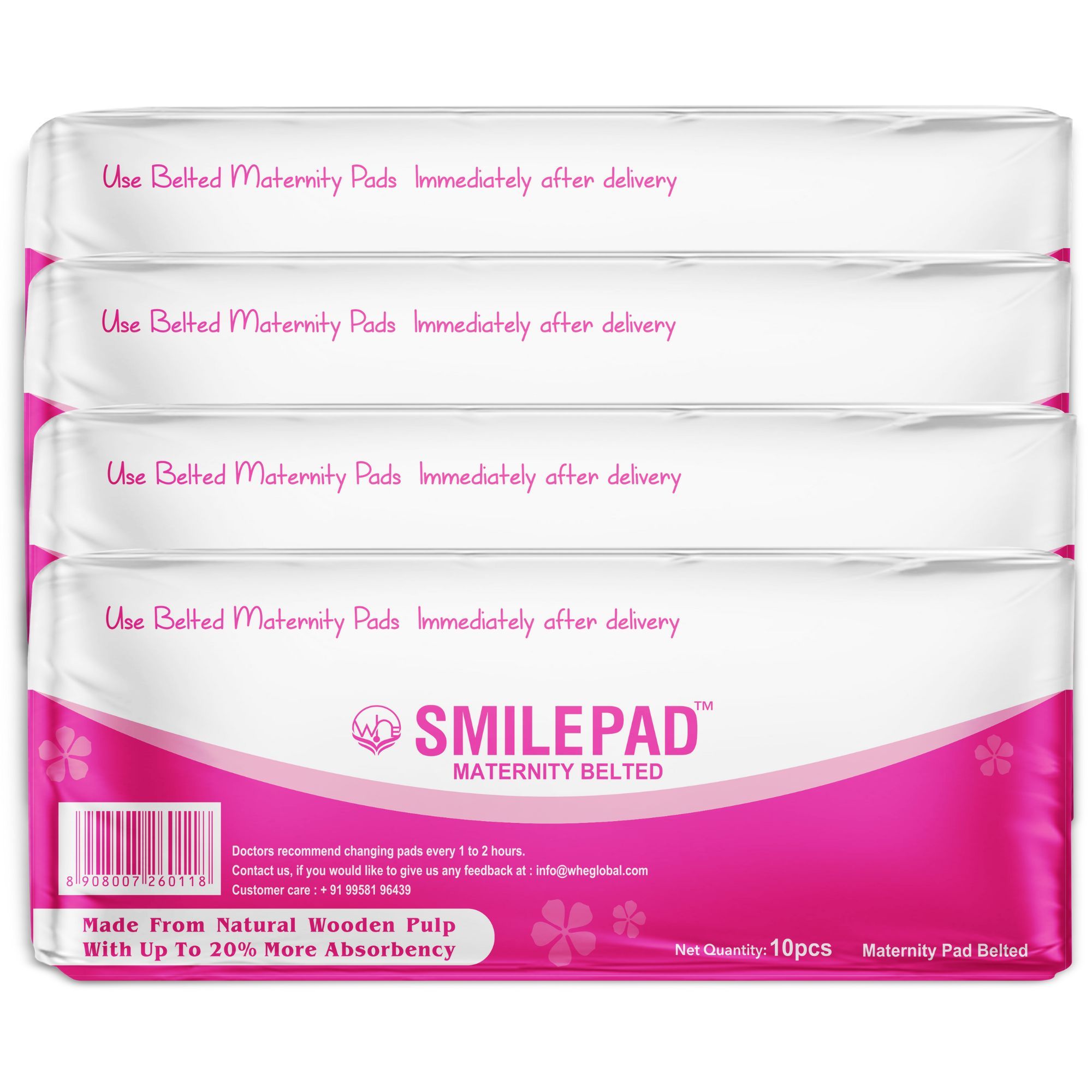 Smilepad Belted Maternity Pads After Delivery for Women, Super Absorption, Adjustable Elastic Belt for Hold Pad | Up to 100% Rash Free, Pack of 40 Postpartum Pads for Heavy Flow