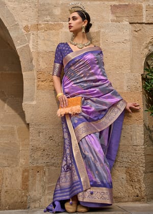 Royal Purple Printed Soft Silk Saree