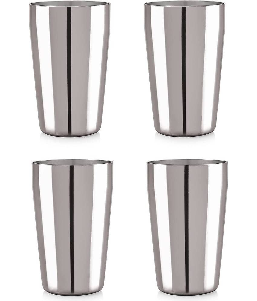 Neelam - SGTU007P04 Steel Glasses 300 ml ( Pack of 4 )