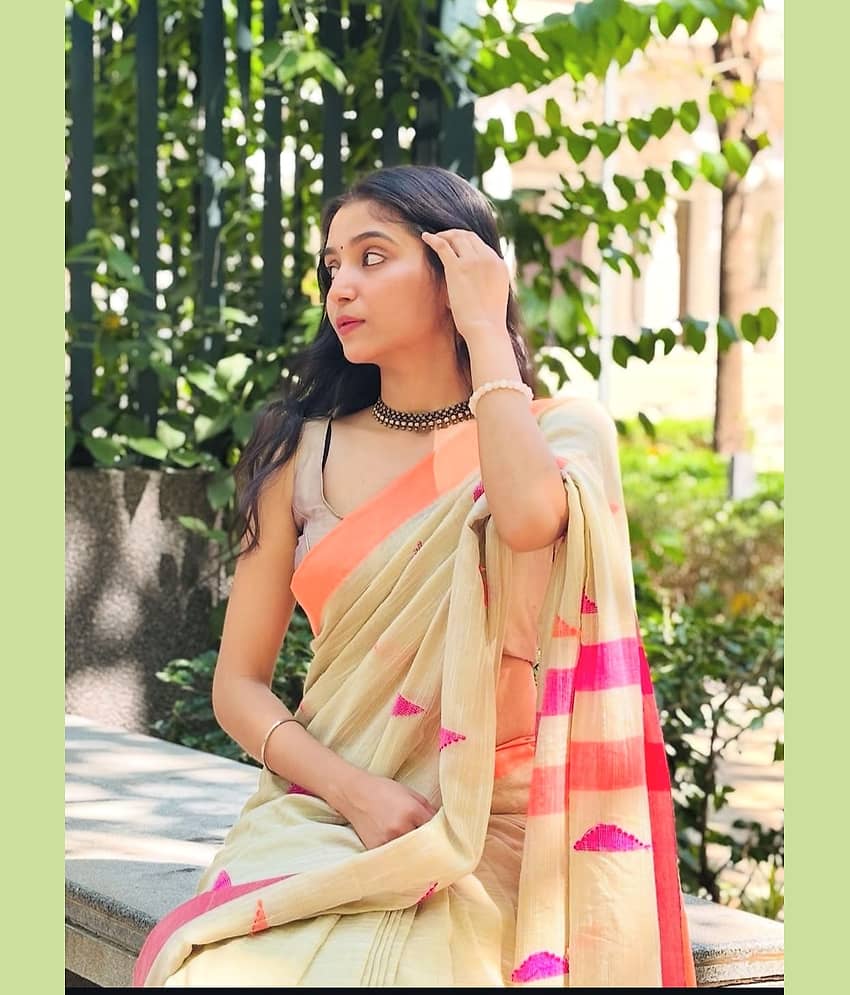 SARADA HANDLOOM Cotton Woven Saree With Unstitched Blouse Piece ( Beige )
