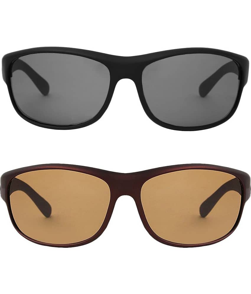 Kanny Devis - Bronze Wrap Around Sunglasses ( Pack of 2 )