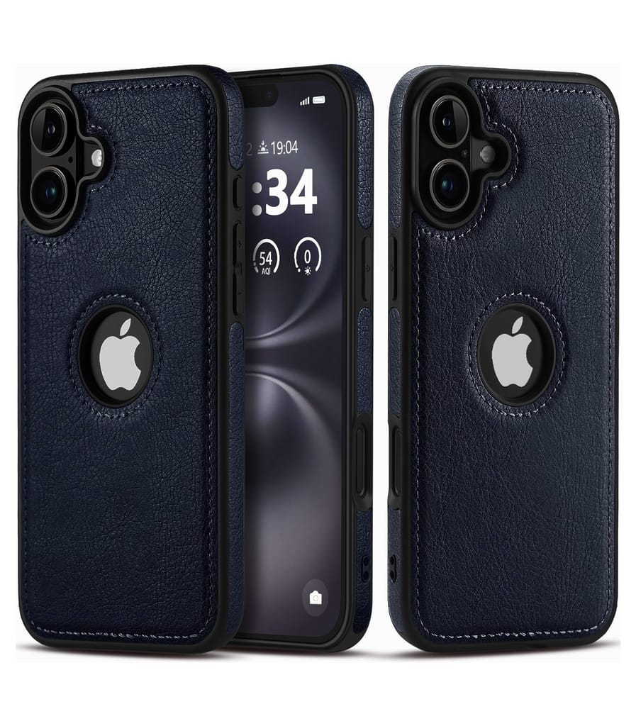 LIRAMARK PU Leather Flexible Back Cover Case Designed for iPhone 16