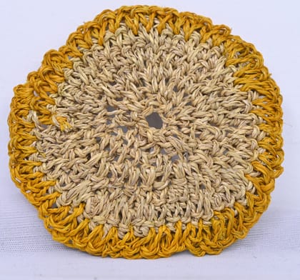 Handwoven Wheatgrass Single Coaster with Crochet Border