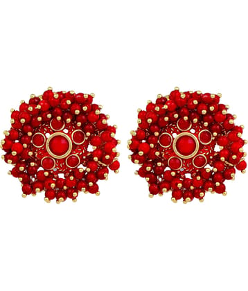 FASHION FRILL - Red Stud Earrings ( Pack of 1 )