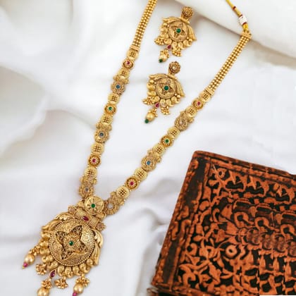 Traditional Brass Copper Jewellery Set With Earrings