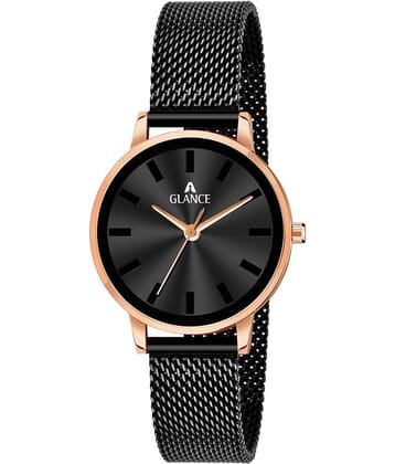Aglance - Black Stainless Steel Analog Womens Watch
