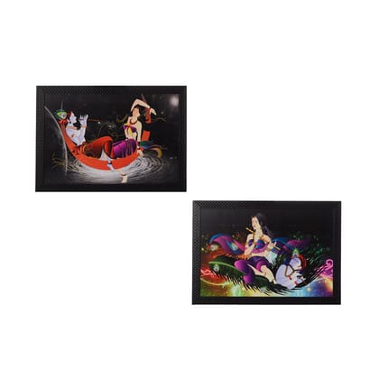 Set of 2 Radha Krishna Satin Matt Texture UV Art Painting