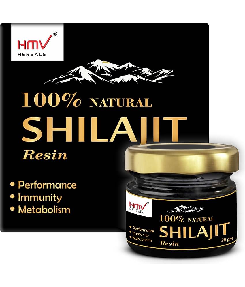 HMV Herbals Ayurveda Natural Shilajit / Shilajeet Resin (Pack of 20gm X 2) for Men & Women | Authentic & Pure Natural for Increased Strength & Stamina, Better Nutrient Absorption, Immunity Boosts & Improved Energy Levels