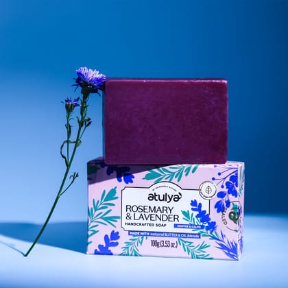 Atulya Rosemary & Lavender Handcrafted Soap for Sensitive Skin- 100gm