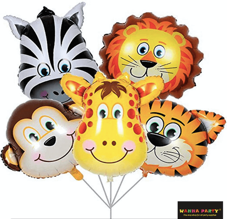 Jungle Theme Balloon Bouquet Set - Helium Quality - 5PC