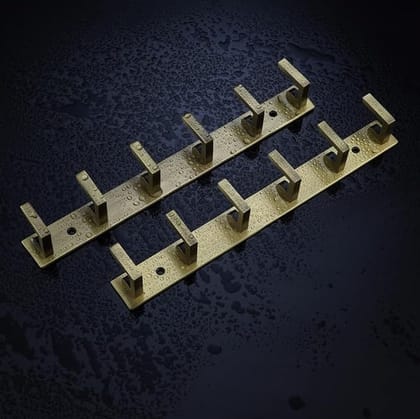 ADISON Bathroom Hooks Stainless Steel, with Golden Finish, Pack of 1, 6 Hooks, Rust Proof, Water Proof, Italian Style (Italian HOOKY, 1)