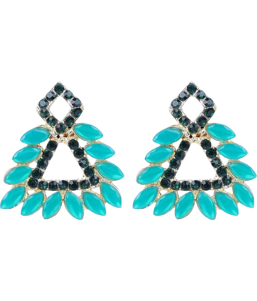 PUJVI - Green Stud Earrings ( Pack of 1 )