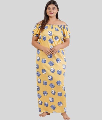 Gutthi - Yellow Hosiery Women's Nightwear Nighty & Night Gowns ( Pack of 1 )