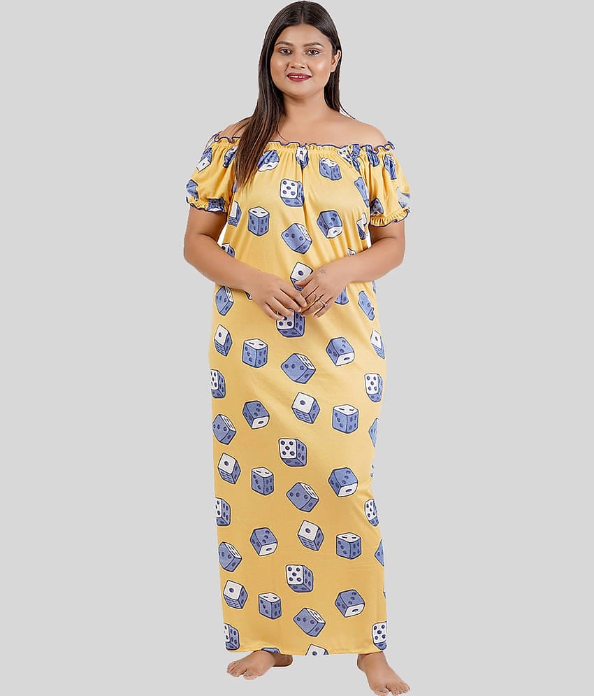 Gutthi - Yellow Hosiery Women's Nightwear Nighty & Night Gowns ( Pack of 1 )