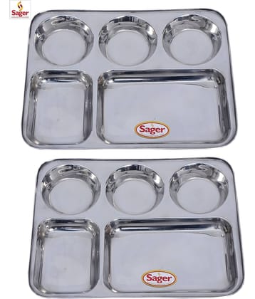 SAGER Bhojan Thali Stainless Steel Dinner Set of 2 Pieces