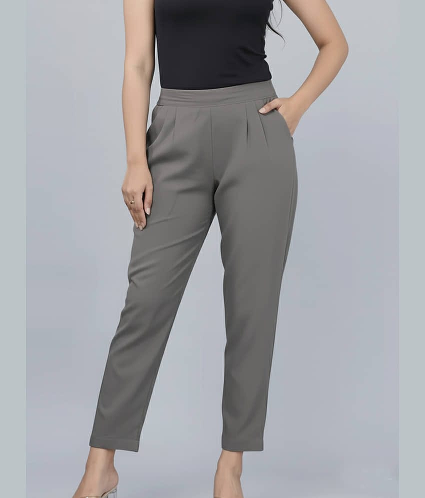 QuaClo Women Cotton Blend Formal Trousers ( Grey )