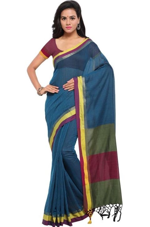 Generic Women's Pure Linen Saree (Green, 5 - 6 Mtrs)