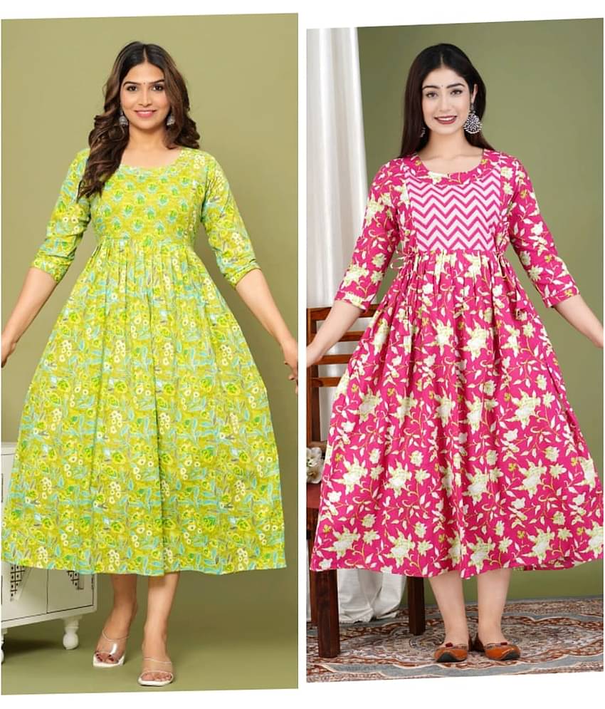 Nevisha Style Multi Color Cotton Maternity Kurta Pack of 2