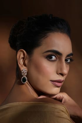 Eesha Green Polki Dangler Earrings-Polki