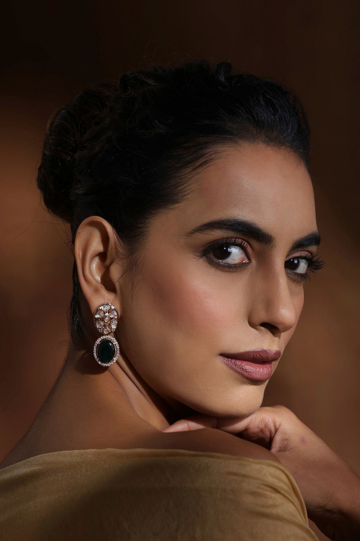 Eesha Green Polki Dangler Earrings-Polki