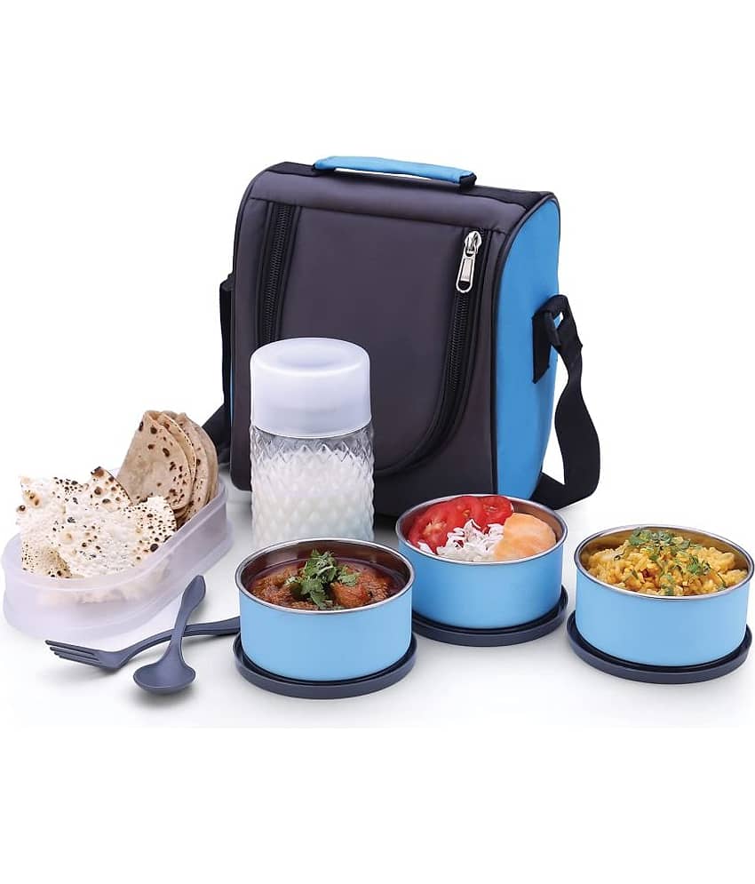 Analog Kitchenware School/College/Office Tiffin Stainless Steel Lunch Box 5 - Container ( Pack of 1 )