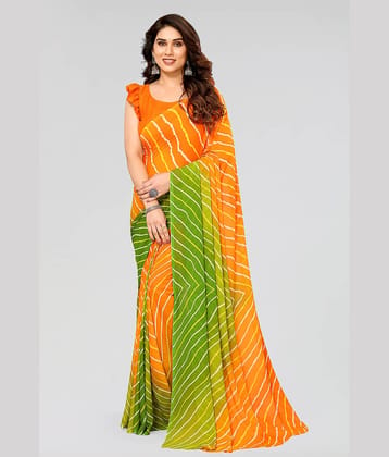 ANAND SAREES Georgette Printed Saree With Unstitched Blouse Piece ( Green )