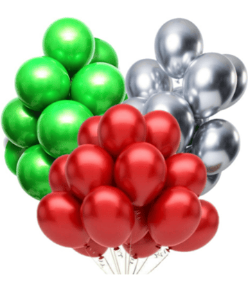 Jolly Party   Combo of Red,Silver,Green Color Metallic Balloon pack of 51 pcs