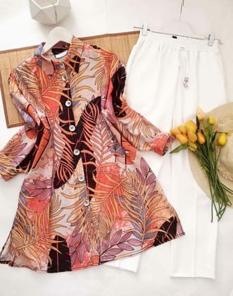 Fancy and Colorful Floral Digital Printed Round Kurti With Palazzo by GlamaStitch-M