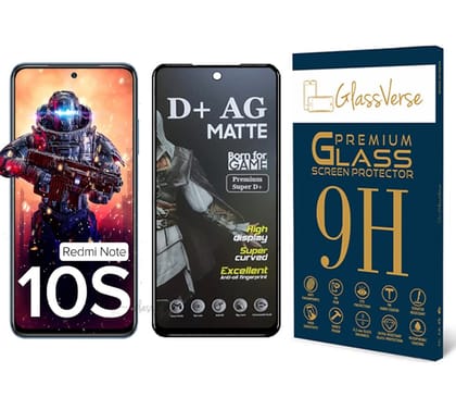 GlassVerse D+ Matte Tempered Glass With 18H Hardness For Redmi Note 10S Smartphone(Pack Of 1) With Free Installation Kit Full Screen Coverage If Received Damaged-6.43 Inch GlassVerse D+ Matte Tempered Glass With 18H Hardness For Redmi Note 10S Smartphone