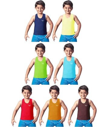 Dixcy Josh Fine Cotton Multicolor Sleeveless Vests for Kids/Boys - Pack of 7