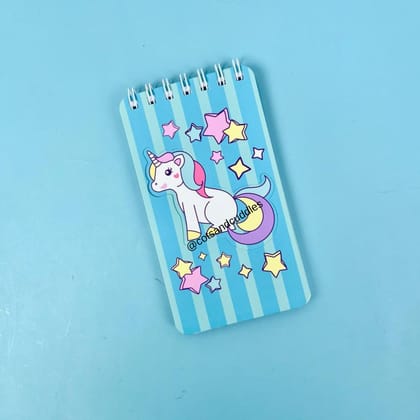 Compact and Versatile: 18x9.5x1cm Long Spiral Notepad-Unicorn